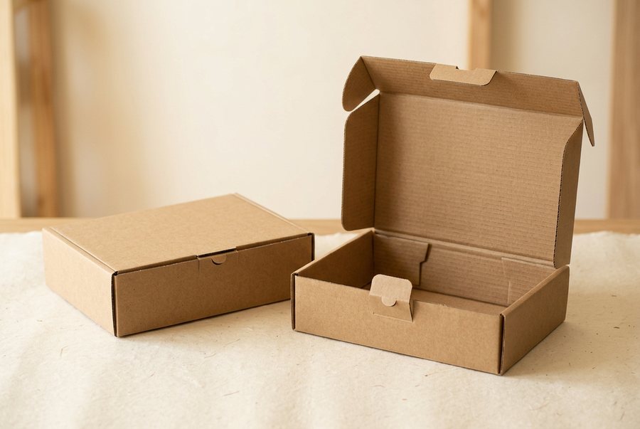 Mailer and e-commerce boxes packed and sealed